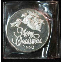 46. 1993 "Merry Christmas" "Peace on Earth" One Troy Ounce .999 Fine Silver Round.