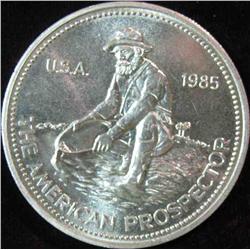 48. 1985 "The American Prospector" Engelhard One Troy Ounce .999+ Fine Silver.