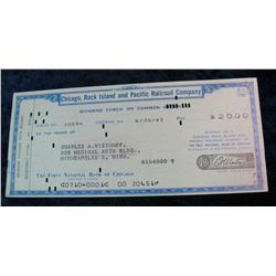 92. 1962 Cancelled Check drawn on the Chicago, Rock Island and Pacific