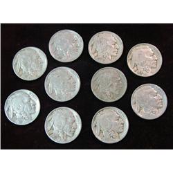 129. 1926P, 27P, 28P, 34P, 35P, 36P, D, 37P, D, & S Buffalo Nickels.