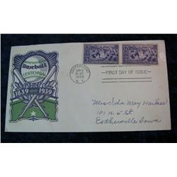 201. 1839-1939 Baseball Centennial First Day of Issue Cover postmarked at