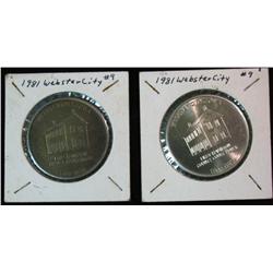 220. 1981 Webster City, Ia. Antique Brass & White Metal Medals. BU. (2 pcs.)