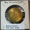 Image 1 : 226. 1872-1972 Kenset(t) Iowa Centennial Medal. Mint error. Brass. 34mm. BU.