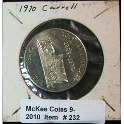 232. 1869-1970 Carroll, Iowa  101st Anniversary Medal. White metal. BU. 34mm.