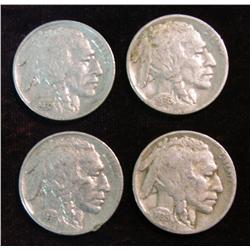 234. 1935P, 36S, & (2) 37P Buffalo Nickels. G-F.