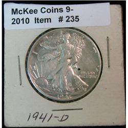 235. 1941 D Walking Liberty Half Dollar. EF 40.