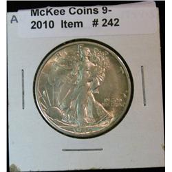 242. 1944 S Walking Liberty Half Dollar. AU 50.