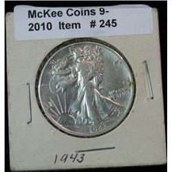 245. 1943 P Walking Liberty Half Dollar. VF 20.