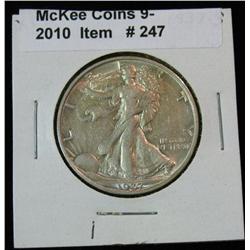 247. 1937 S Walking Liberty Half Dollar. EF 40.