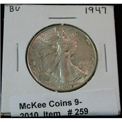 259. 1947 P Walking Liberty Half Dollar. AU 55.