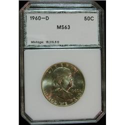 263. 1960 D Franklin Half Dollar. PCI slabbed MS 63.