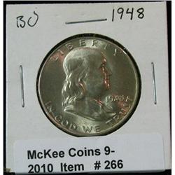 266. 1948 P Franklin Half Dollar. Brilliant MS 64.