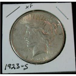 279. 1923 S Peace Silver Dollar. EF 40.