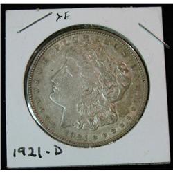280. 1921 D Morgan Silver Dollar. EF 40.