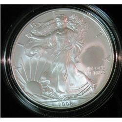 282. 2008 W American Eagle BU Silver Dollar. Original as issued in box.