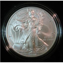 286. 2008 W American Eagle BU Silver Dollar. Original as issued in box.