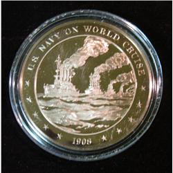 291. 1908 U.S. Navy on World Cruise Proof Medal. Encapsulated. 46mm.