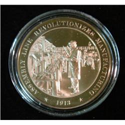 296. 1913 "Assembly Line Revolutionizes Manufacturing" Proof Medal. Encapsulated. 46mm.