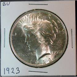 304. 1923 P Peace Silver Dollar. Brilliant MS 63+.
