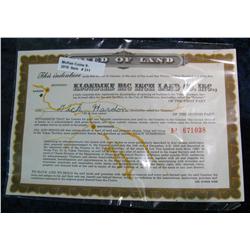 311. 1955 Land Deed for one square inch of land in the Yukon Territory near