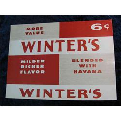 324.  Winter's 6c Havana  Cigar Box Label. Mint condition.