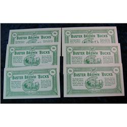 330. (6) "Buster Brown Bucks" Scrip 10c Notes. CU.