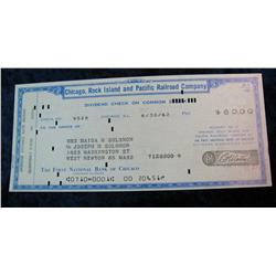 334. 1962 Cancelled Dividend Check "Chicago, Rock Island and Pacific