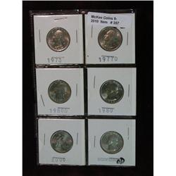 357. 1973P, 76P, 77D, 80P, D, & 2000 P Massachusetts Quarters. BU.
