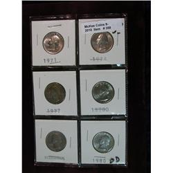 358. 1971P, 74P, 77P, 76P, 78D, & 80 P Quarters. BU.
