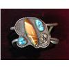 Image 1 : 364. Sterling Silver Turquoise and Agate Bracelet. Rose design. Contains over