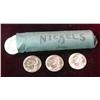 Image 1 : 397. 1957 D Original BU Roll of Jefferson Nickels. (40 pcs.)
