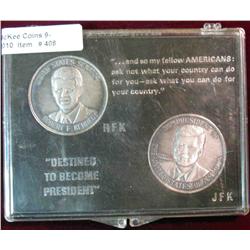 408. Robert Kennedy & John F. Kennedy Commemorative Medal Set. Silver-