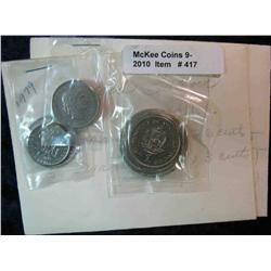 417. 1972 1/2 Franc & 1975 Franc from France AU; Switzerland Franc & Half