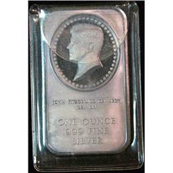 427. "John Fitzgerald Kennedy 1961-1963 One Ounce .999 Fine Silver" Ingot.