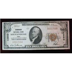 431. Series 1929 "Shenandoah National Bank Shenandoah Iowa" $10 