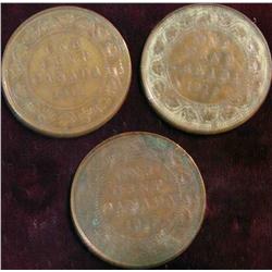 432. 1911, 12, & 13 Canada Large Cents. F-VF.