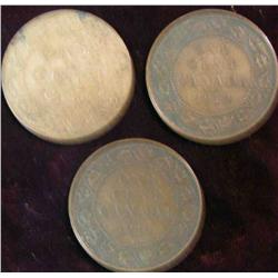 433. 1910, 12, & 13 Canada Large Cents. VG-F.