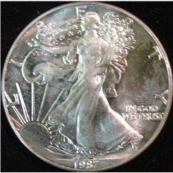 440. 1987 American Eagle Silver Dollar. .999 Fine Silver One Ounce.