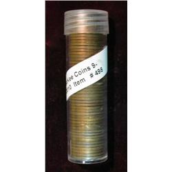 498. Mixed roll of BU Wheat & Memorial Cents. Includes some 1955S.