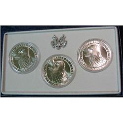 543. 1983 P, D, & S Uncirculated Olympics Silver Dollar. In original case of issue.