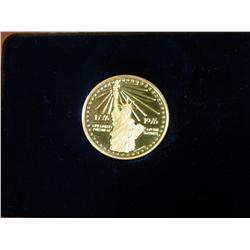 568. 1776-1976 National Bicentennial Proof Gold Medal in Cherry wood case.