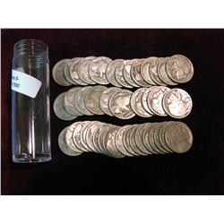 580. Roll of (40) Circulated Old Buffalo Nickels with Indian Heads. In a plastic tube.