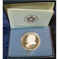 592. 1975 American Revolution Bicentennial Medal. Proof Silver. 39mm.