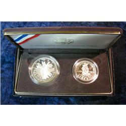 596. 1989 S Two-Piece Congressional Proof Set. Half & Dollar. In original case.