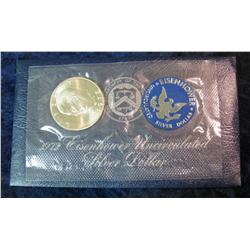 652. 1972 S Silver Eisenhower Dollar in original Government issued blue pack.