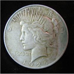 706. 1926 D U.S. Peace Silver Dollar. VF 20.