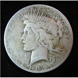 708. 1922 D U.S. Peace Silver Dollar. AG-3.