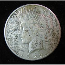 709. 1922 S U.S. Peace Silver Dollar. VG-8.
