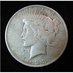 711. 1923 D U.S. Peace Silver Dollar. VG-8.