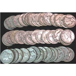 712. (44) Old Mercury Dimes with a wide assortment of dates going back to